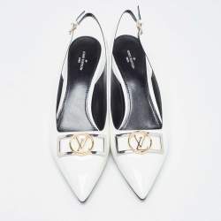 Louis Vuitton White Patent Leather Insider Slingback Pump Size 39.5
