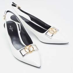 Louis Vuitton White Patent Leather Insider Slingback Pump Size 39.5