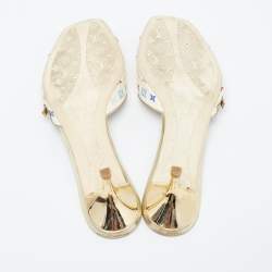 Louis Vuitton White Multicolore Monogram Canvas Slide Sandals Size 37