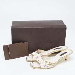Louis Vuitton White Multicolore Monogram Canvas Slide Sandals Size 37