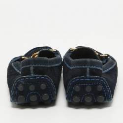 Pre Owned Louis Vuitton Navy Blue Suede Oxford Loafers Size 35.5