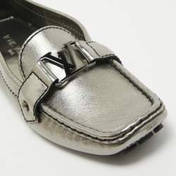 Pre Owned Louis Vuitton Metallic Leather Monte Carlo Loafers Size 40