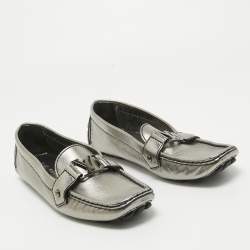 Pre Owned Louis Vuitton Metallic Leather Monte Carlo Loafers Size 40