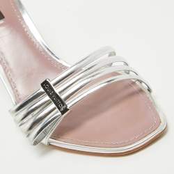 Louis Vuitton Silver Leather Strappy Slide Sandals Size 39