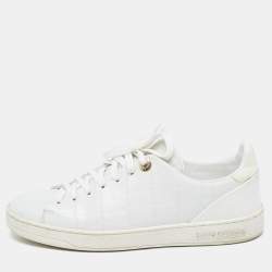 Louis Vuitton White Croc Embossed Leather Frontrow Sneakers Size 36.5