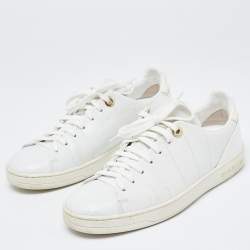 Louis Vuitton White Croc Embossed Leather Frontrow Sneakers Size 36.5