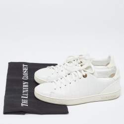 Louis Vuitton White Croc Embossed Leather Frontrow Sneakers Size 36.5
