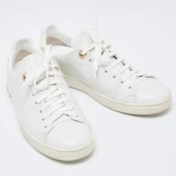 Louis Vuitton White Croc Embossed Leather Frontrow Sneakers Size 36.5