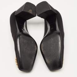 Pre Owned Louis Vuitton Black Satin Crystal Embellished Madeleine Pumps Size 37