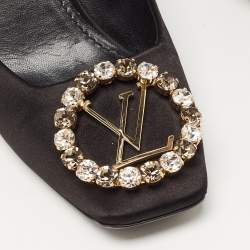 Pre Owned Louis Vuitton Black Satin Crystal Embellished Madeleine Pumps Size 37