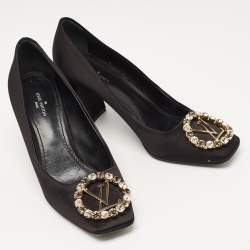 Pre Owned Louis Vuitton Black Satin Crystal Embellished Madeleine Pumps Size 37