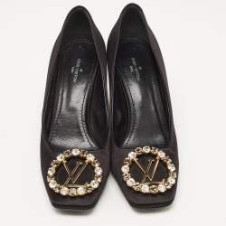 Pre Owned Louis Vuitton Black Satin Crystal Embellished Madeleine Pumps Size 37