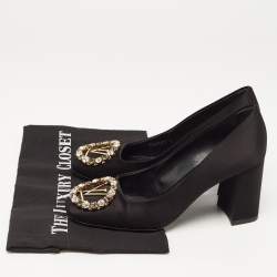 Pre Owned Louis Vuitton Black Satin Crystal Embellished Madeleine Pumps Size 37