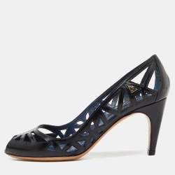 Pre Owned Louis vuitton Black Leather Strappy Pumps Size 35