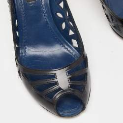 Pre Owned Louis vuitton Black Leather Strappy Pumps Size 35