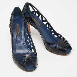 Pre Owned Louis vuitton Black Leather Strappy Pumps Size 35