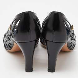 Pre Owned Louis vuitton Black Leather Strappy Pumps Size 35