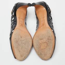 Pre Owned Louis vuitton Black Leather Strappy Pumps Size 35