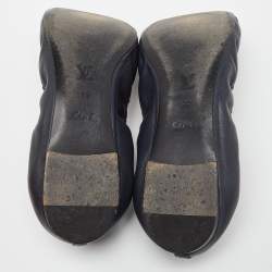 Pre Owned Louis Vuitton Blue Leather and Python Elba Scrunch Ballet Flats Size 39
