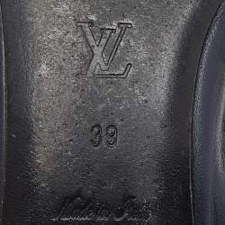 Pre Owned Louis Vuitton Blue Leather and Python Elba Scrunch Ballet Flats Size 39