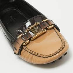 Pre Owned Louis Vuitton Two Tone Patent Oxford Loafers Size 37