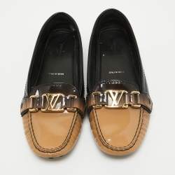 Pre Owned Louis Vuitton Two Tone Patent Oxford Loafers Size 37