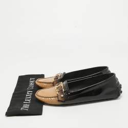 Pre Owned Louis Vuitton Two Tone Patent Oxford Loafers Size 37