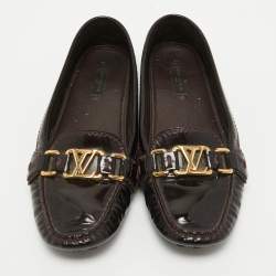 Louis Vuitton Burgundy Patent Oxford Loafers Size 36.5