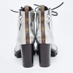 Louis Vuitton Silver Leather Spaceship Ankle Boots Size 40