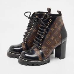 Louis Vuitton Brown Monogram  Canvas and Patent Leather Star Trail Ankle Boots Size 40