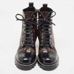 Louis Vuitton Brown Monogram  Canvas and Patent Leather Star Trail Ankle Boots Size 40