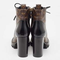 Louis Vuitton Brown Monogram  Canvas and Patent Leather Star Trail Ankle Boots Size 40