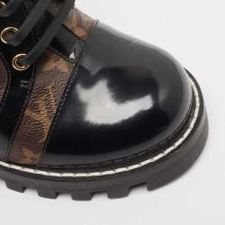 Louis Vuitton Brown Monogram  Canvas and Patent Leather Star Trail Ankle Boots Size 40