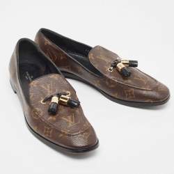 Pre Owned Louis Vuitton Brown Monogram Canvas Society Loafers Size 40