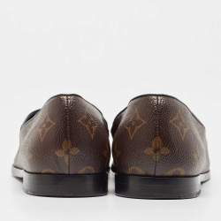 Pre Owned Louis Vuitton Brown Monogram Canvas Society Loafers Size 40