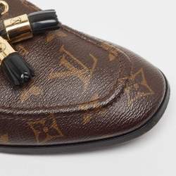 Pre Owned Louis Vuitton Brown Monogram Canvas Society Loafers Size 40