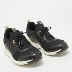 Louis Vuitton Black Mesh and Leather Trainer Sneakers Size 40