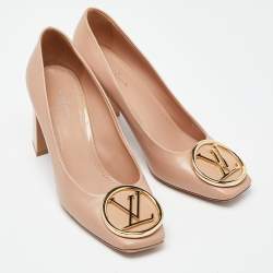 Pre Owned Louis Vuitton Beige Patent Leather Madeleine Square Toe Pumps Size 37