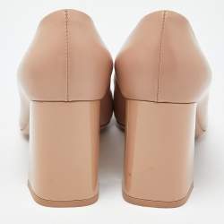 Pre Owned Louis Vuitton Beige Patent Leather Madeleine Square Toe Pumps Size 37
