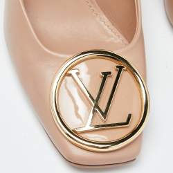 Pre Owned Louis Vuitton Beige Patent Leather Madeleine Square Toe Pumps Size 37