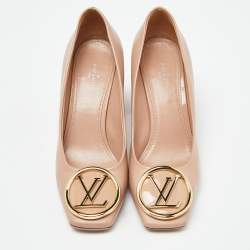Pre Owned Louis Vuitton Beige Patent Leather Madeleine Square Toe Pumps Size 37