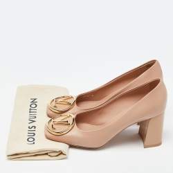 Pre Owned Louis Vuitton Beige Patent Leather Madeleine Square Toe Pumps Size 37