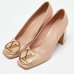 Pre Owned Louis Vuitton Beige Patent Leather Madeleine Square Toe Pumps Size 37