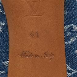 Pre Owned Louis Vuitton Navy Blue Denim and Leather Pumps Size 41