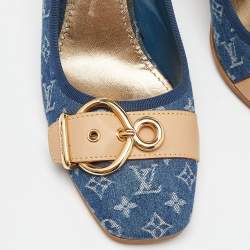 Pre Owned Louis Vuitton Navy Blue Denim and Leather Pumps Size 41