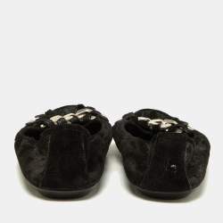 Louis Vuitton Black Glitter Suede Chain Fringe Details Loafers Size 40