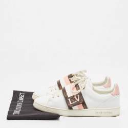 Louis Vuitton White/Brown Canvas and Leather Frontrow Sneakers Size 36.5