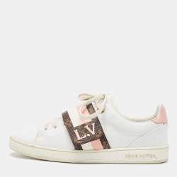 Louis Vuitton White/Brown Canvas and Leather Frontrow Sneakers Size 36.5