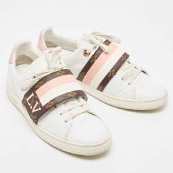 Louis Vuitton White/Brown Canvas and Leather Frontrow Sneakers Size 36.5