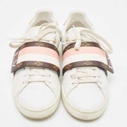 Louis Vuitton White/Brown Canvas and Leather Frontrow Sneakers Size 36.5